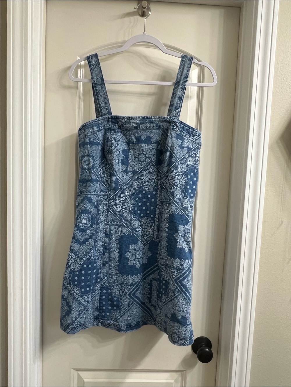 cleo + wolf Blue Bandana-Print Jean dress